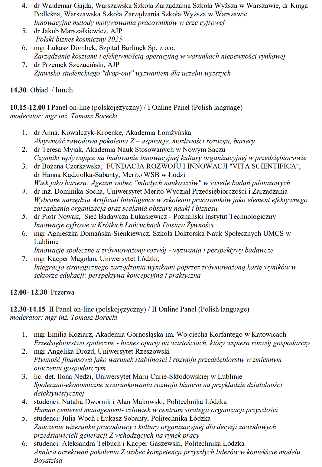 Skuteczność w biznesie 2025 - program konferencji